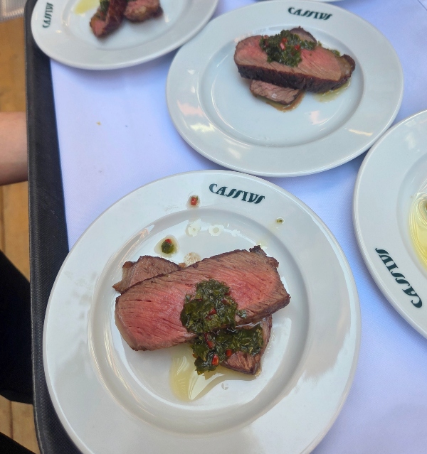 Steak was cooked to perfection. ed